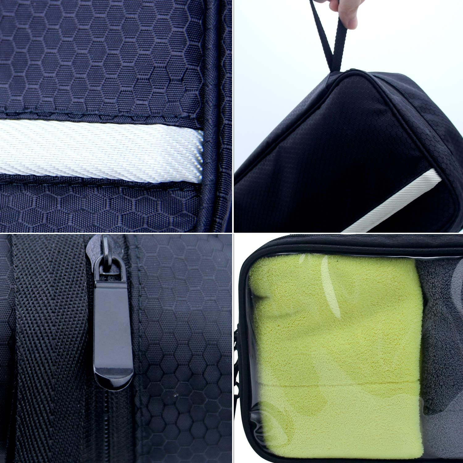 Samtour Travel Toiletry Bag Business Toiletries Bag for Men Shaving Kit Waterproof Hanging Travel Cosmetic Pouch Case for Women (Black) image number 5