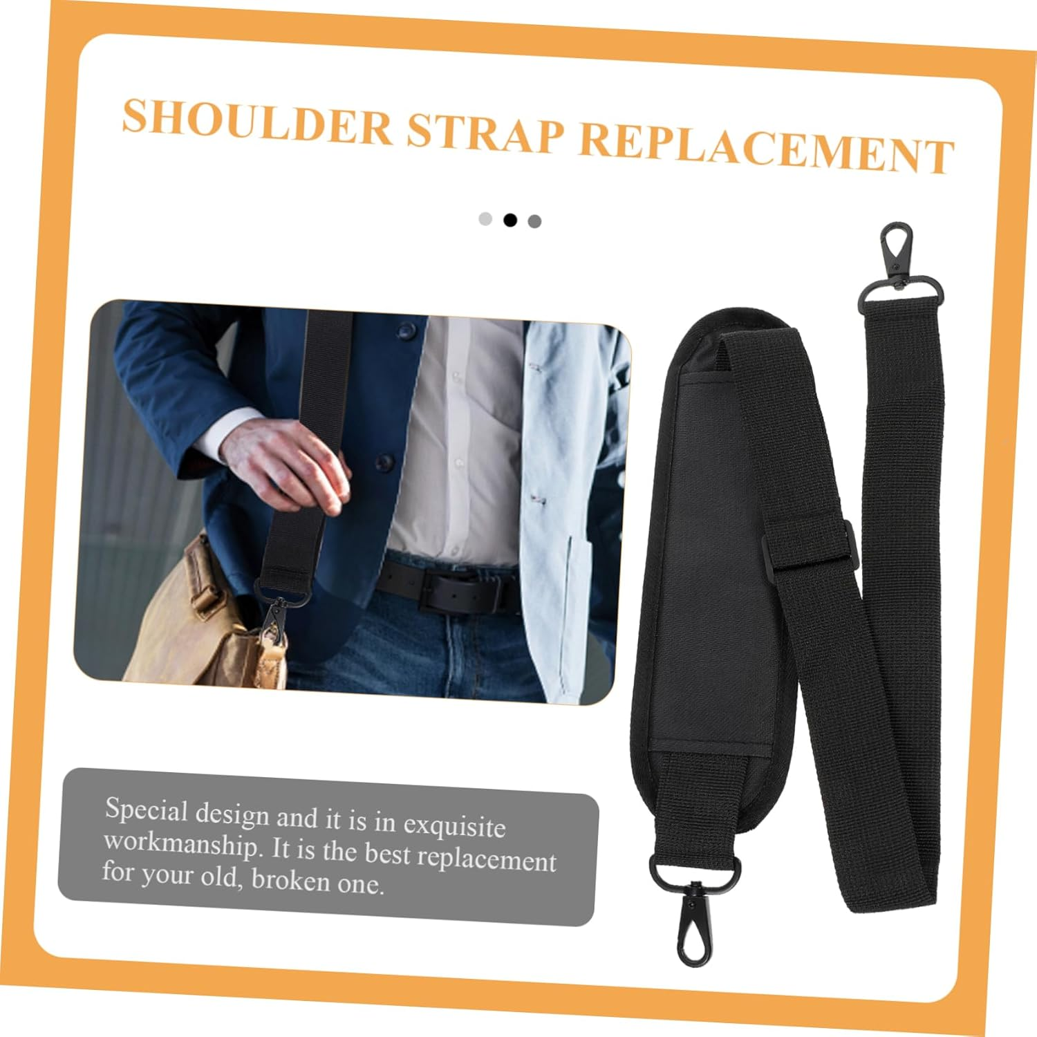 NUOBESTY Adjustable Computer Shoulder Strap Padded Support for Luggage and Work Bags Replacement Strap for Laptop and Traveling Accessories image number 3
