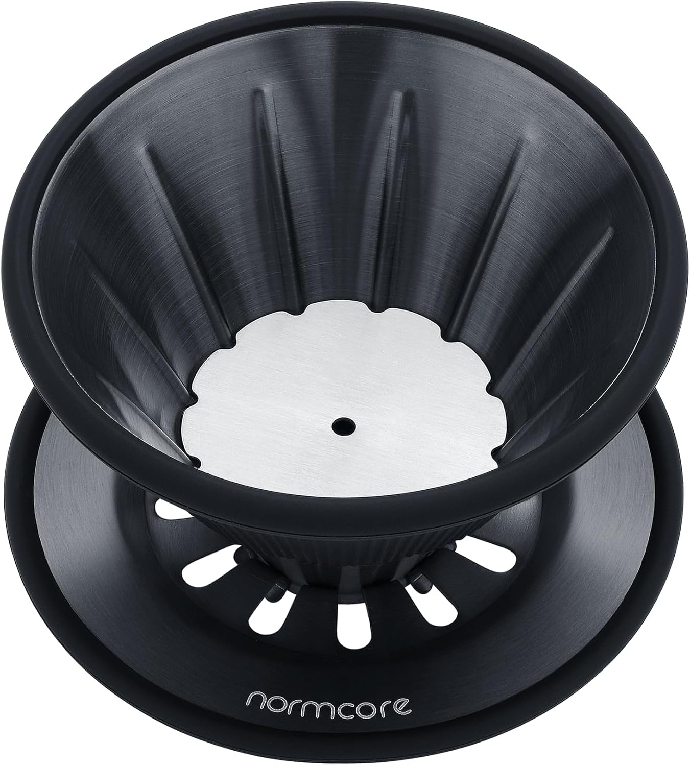 Normcore 2-In-1 Pour over Coffee Dripper, Brews 1-2 Cups Coffee Brewer, Use V60 and Wave Filter Paper Brewer, Titanium Coated 304 Stainless Steel, Black image number 6