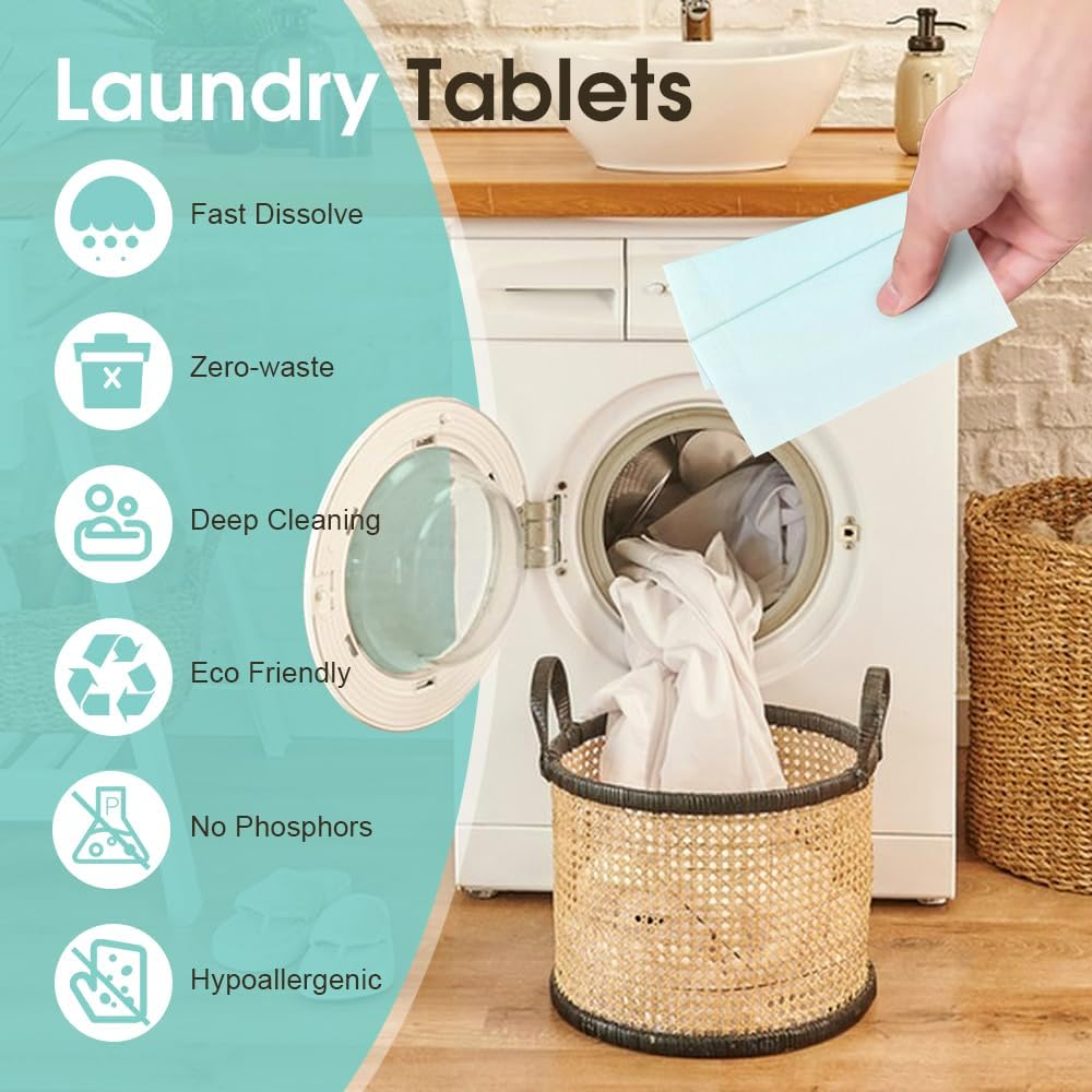 Chamgeco Laundry Detergent Sheets (90-Count) - Plastic-Free, Eco-Friendly Laundry Strips for Travel & Home, Liquidless Washing Sheets, Hypoallergenic & Compact Detergent for All Machines