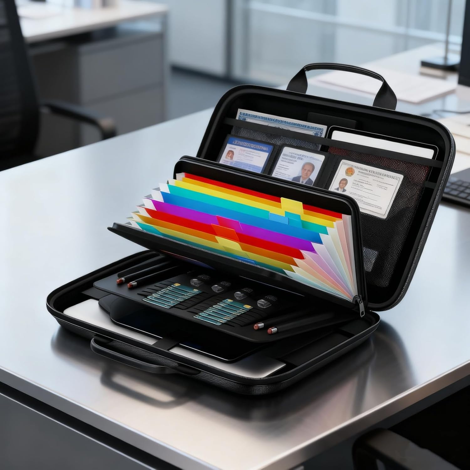 Fireproof Bag for Documents - 13 Pocket Heat Insulated Secure Storage Zipper Pouch - Lockable Fireproof Money Bag,For Important Papers Passports Identification Cards Social Security Cards image number 5