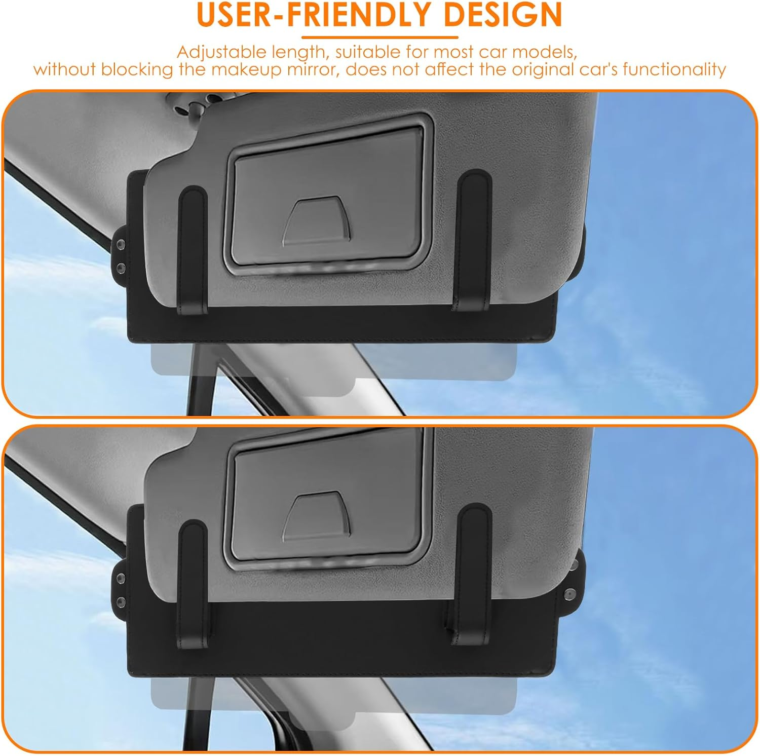 Car Visor Sunshade Extender, anti Glare Adjustable Sun Visor Extender for Car, Window Shade Universal Beautiful and Practical Car Visor Extension Sun Blocker for Automotive (Black) - Black image number 2