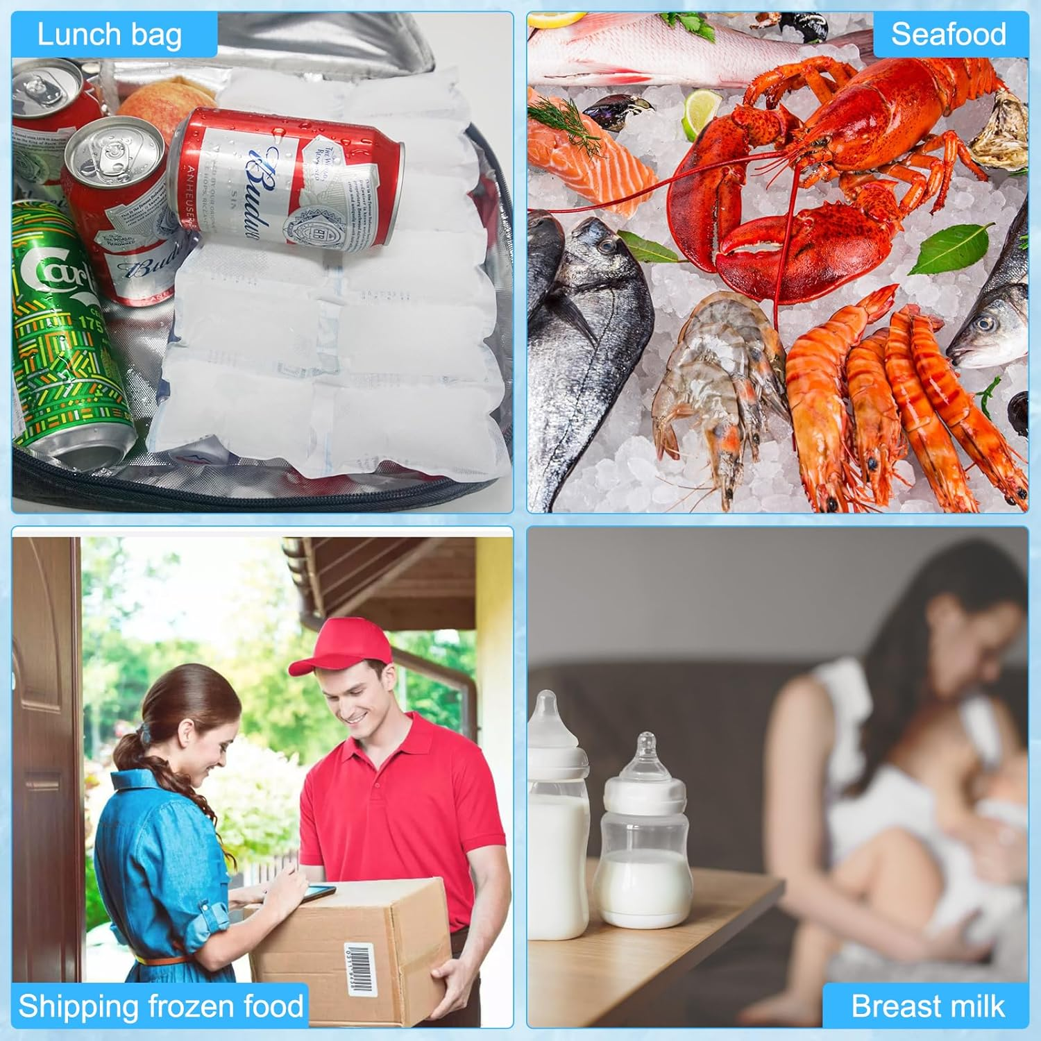 Shipping Ice Packs Small Cold Packs for Shipping, Ice Packs for Food Shipping Long Lasting, Shipping Cold Pack Ice Pack Sheets for Coolers Reusable, Dry Ice Packs Freezer Packs for Shipping 96 Cells image number 1