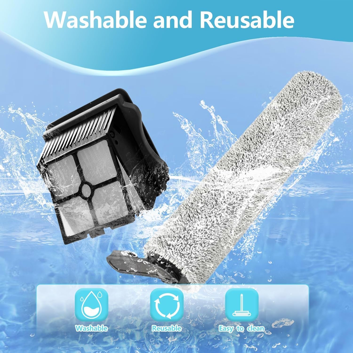 Ifloor5 Roller Brush Replacement for Tineco Ifloor 5 and Floor One S5 Cordless Wet Dry Vacuum Cleaner Including 3 Pack Vacuum HEPA Filters - S3 image number 6