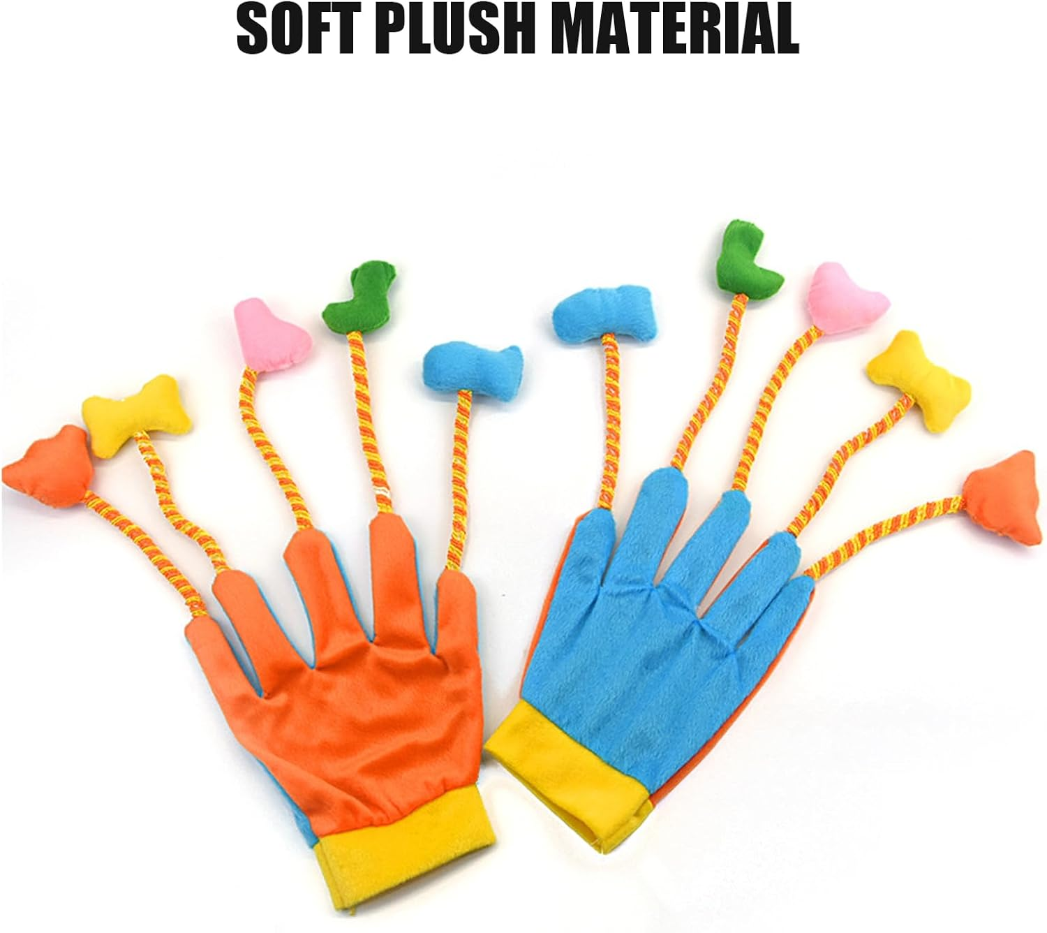 Cat Toy Gloves - Plush Toys Cat Toys Teaser Gloves | 5-Finger Cat Teaser Toy, Plush Gloves with Bells, Interactive Cat Toy for Indoor Cats Kittens, Pet Supplies image number 2