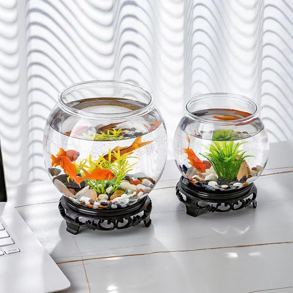 HPAMR Goldfish Tank, Modern Compact Tanks for Tabletop, Plastic round Aquarium Goldfish Tanks, Shatterproof Plastic with Crystal Clear Clarity, Fish Breeding Box with Fish Bowl Holder (2Pcs) image number 5