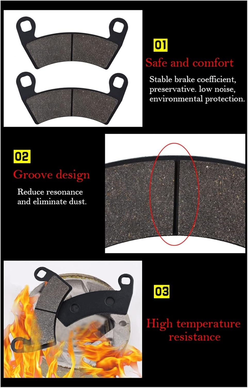 Motorcycle Accessories for Yamaha MT-07 2014-2020 MT-09 Tracer 900 2015 2016 2017 2018 2019 2020 MT-09 Tracer 900 GT ABS Front or Rear Brake Pads Braking (Color : Front and Rear) image number 4