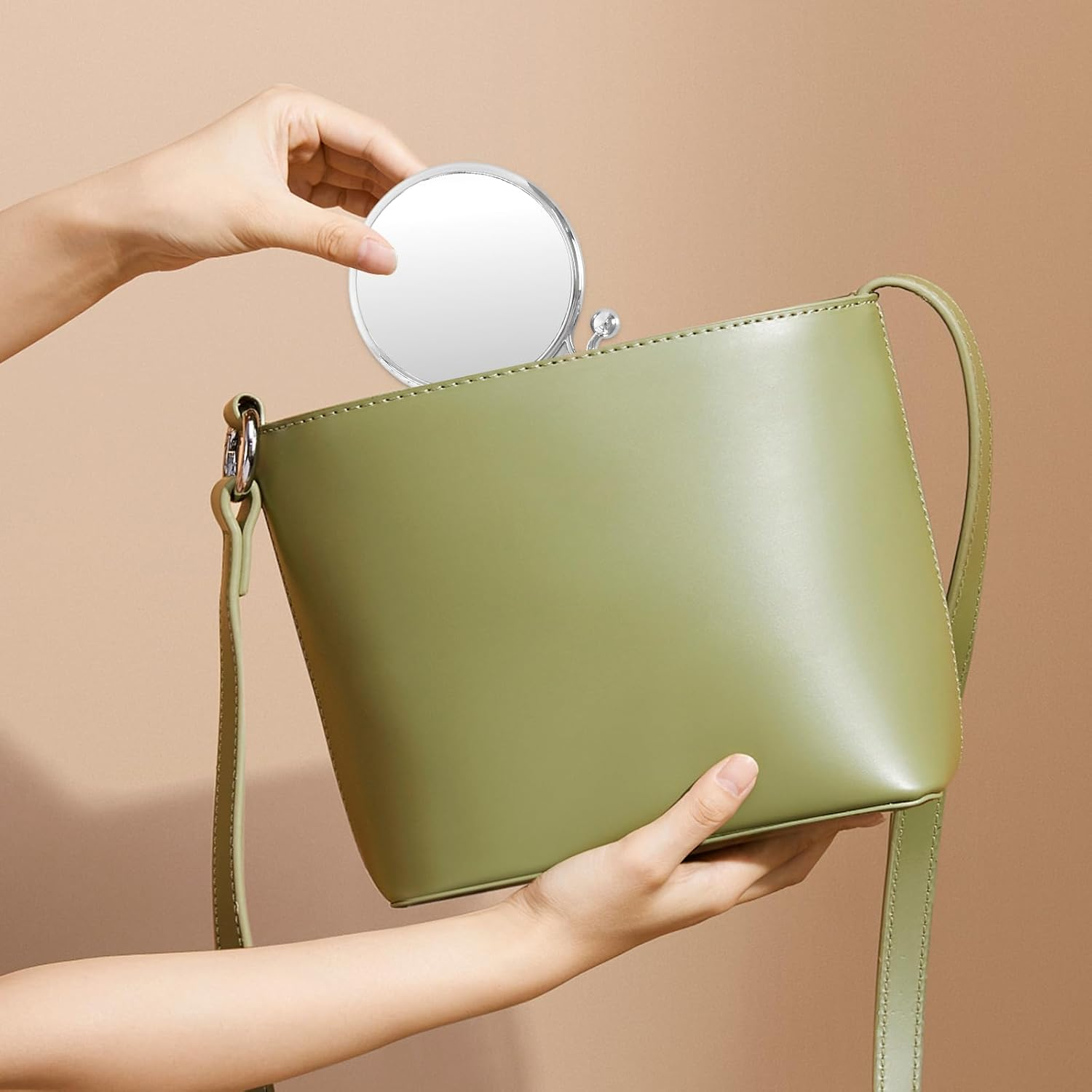 Hand Mirror, Magnifying Mirror 10X/1X, Handheld, Double Sided Travel, Hand Mirror with Handle, Hand Held Compact Mirror Portable Foldable Makeup Mirror (Silver) image number 6