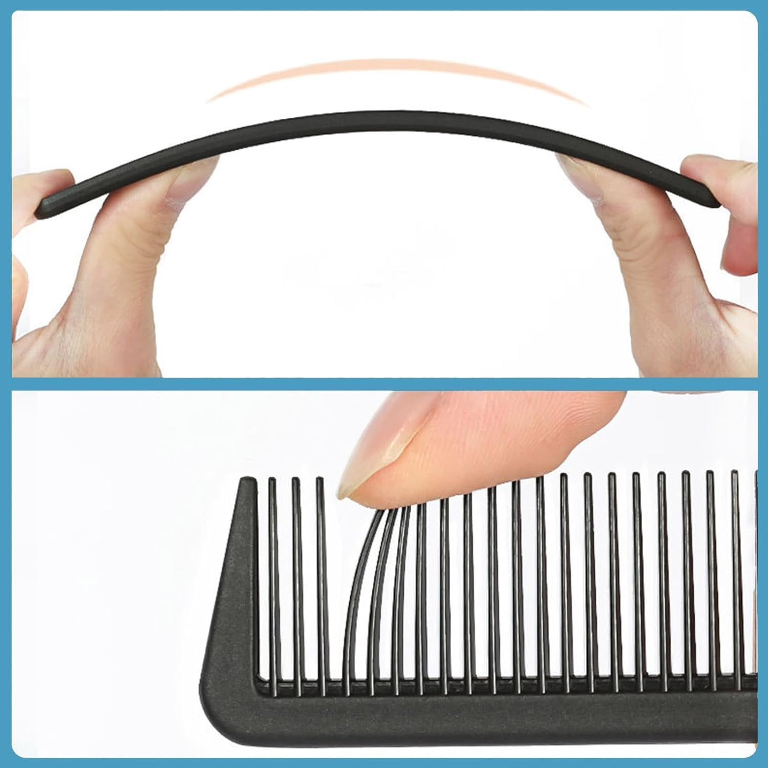 Zjchao Professional Hairdressing Comb Set Plastic Fine Tooth Hair Cutting Comb Styling Comb for Salon Home Use Black 2 Sizes (1) image number 3