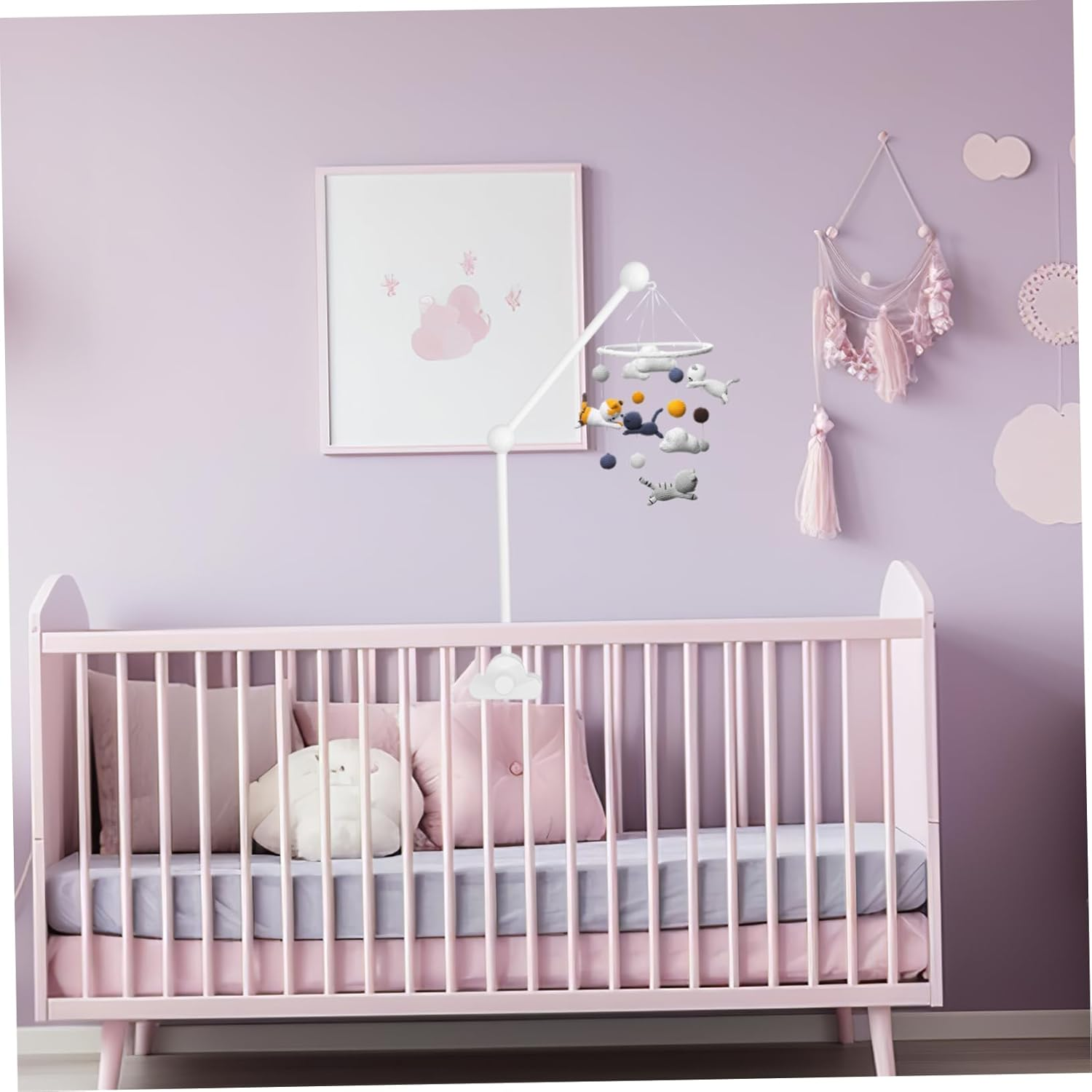 Bed Bell Bracket Crib Mobile Holder Mobile Stand for Crib Sturdy Wood Cot Bed Mount image number 3