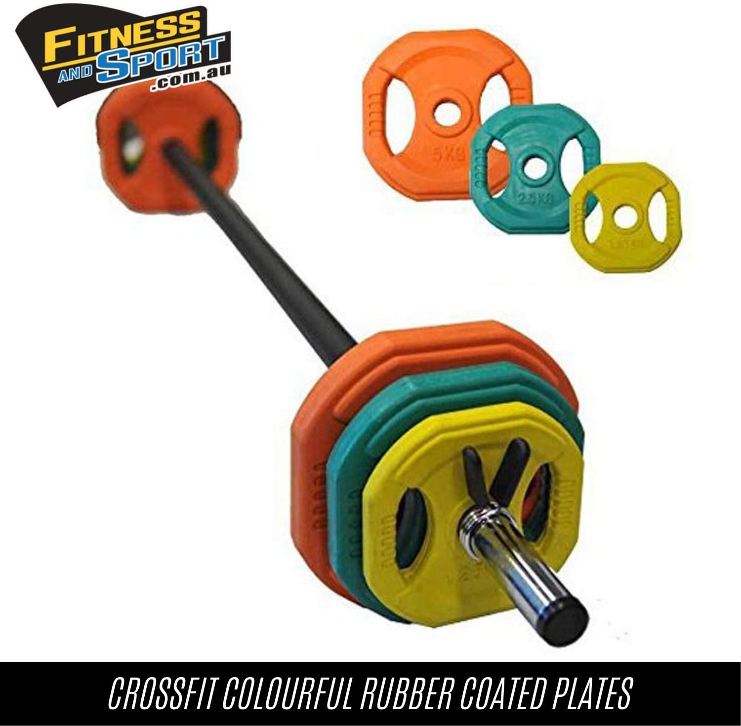 HCE Hex Barbell Weights - Crossfit Barbell Pump Set - Bench Press Barbell Coloured Plates for Power Weightlifting, Full Body Building Workout Gym Training Equipment - 2.5Kg X 2 image number 3