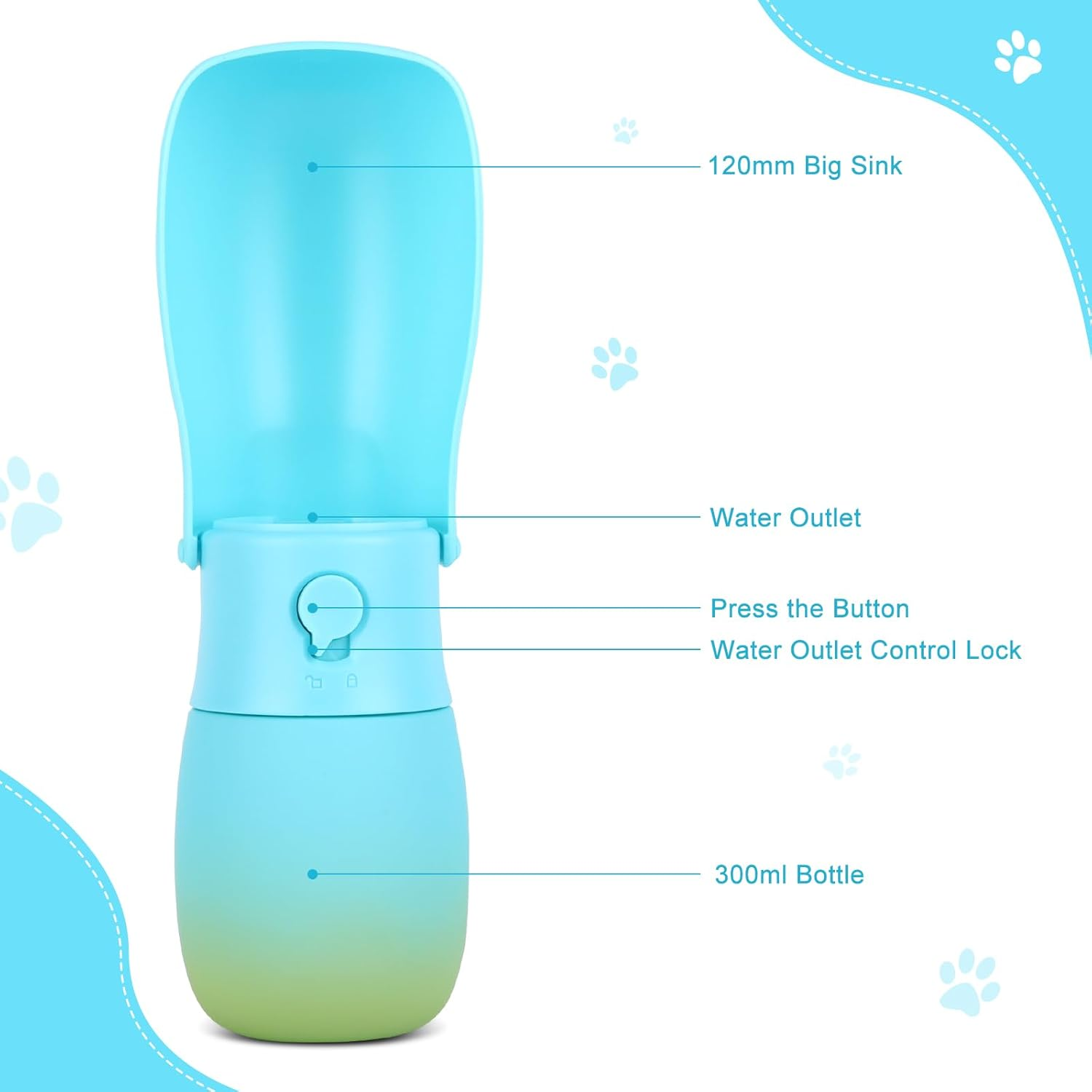 JOPHEK 300 Ml Portable Pet Water Bottle, 180&deg; Foldable Dog Cat Pets Leak-Proof Water Bottle, Dogs Cats Bottle with Activated Carbon Filter for Daily Walking, Walking, Travel, Camping image number 6