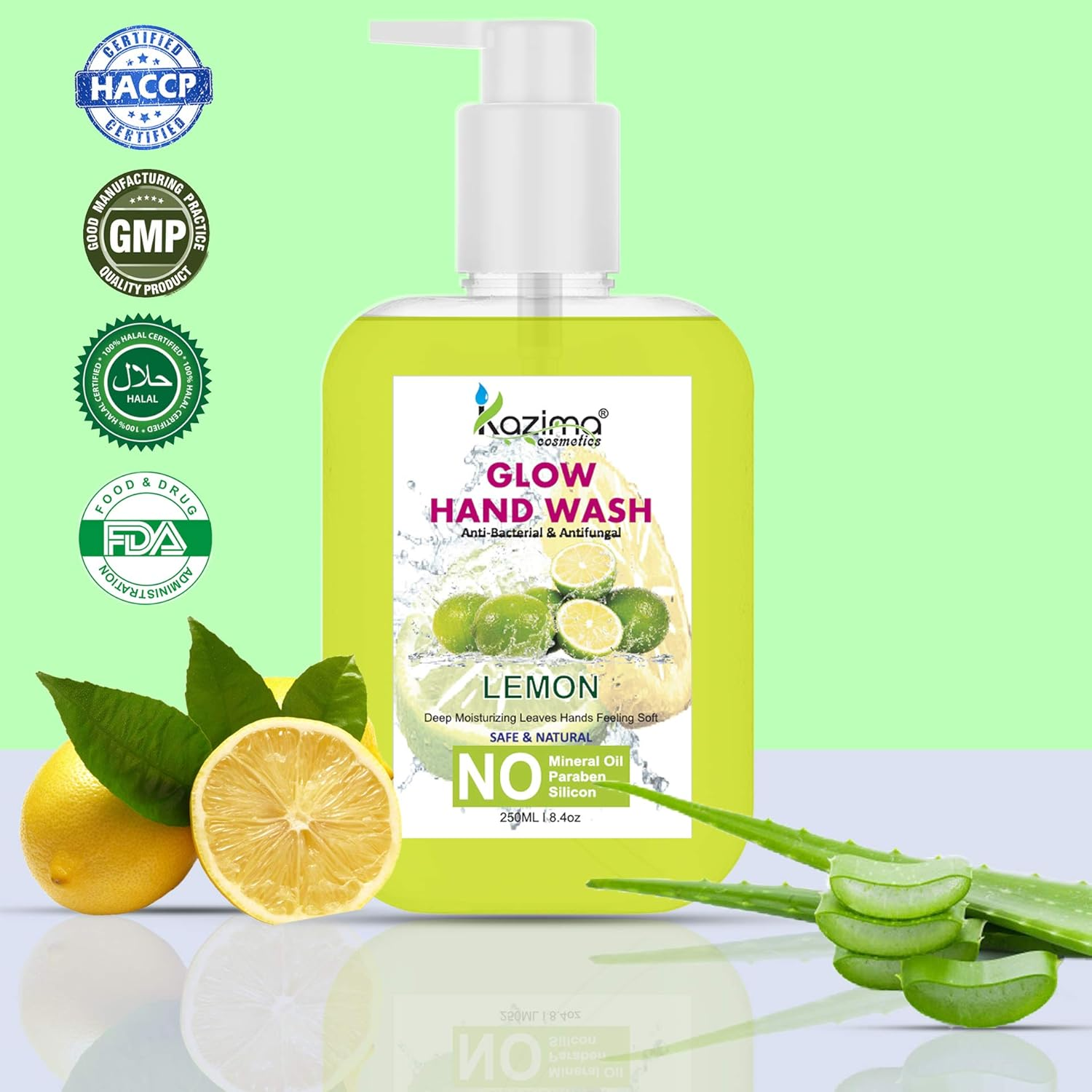 KAZIMA Glow Handwash Germ Protection Liquid Soap Lemon, Rose, Orange (250Ml Each, Combo of 3) image number 3