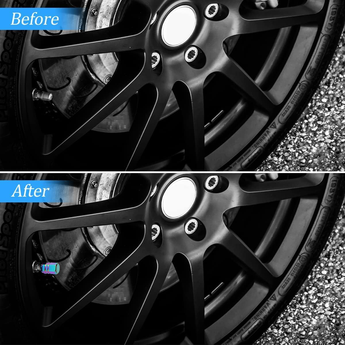 Car Tire Stem Valve Caps, 4 Pcs Aluminum Alloy Valve Stem Covers, Corrosion Resistant Leak-Proof Tire Cap Cover Accessories, Hexgon Style Wheel Air Valve Caps for SUV Car Bike (Multicolor) image number 6