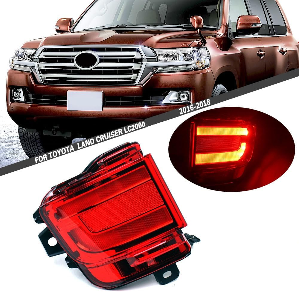 2PCS LED Rear Bumper Reflector Lights Rear Fog Lamp Assembly for Land Cruiser LC200 2016-2018 image number 3