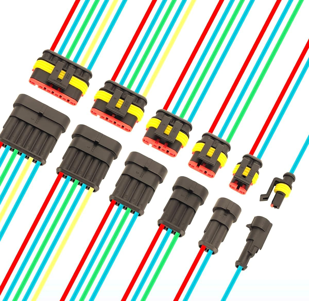 708 Pcs Automotive Electrical Connectors, Waterproof Car Auto Electrical Wire Connector Plug Kit 1/2/3/4/5/6 Male&Female Pin for Car Motorcycle Marine 22-16 AWG image number 5