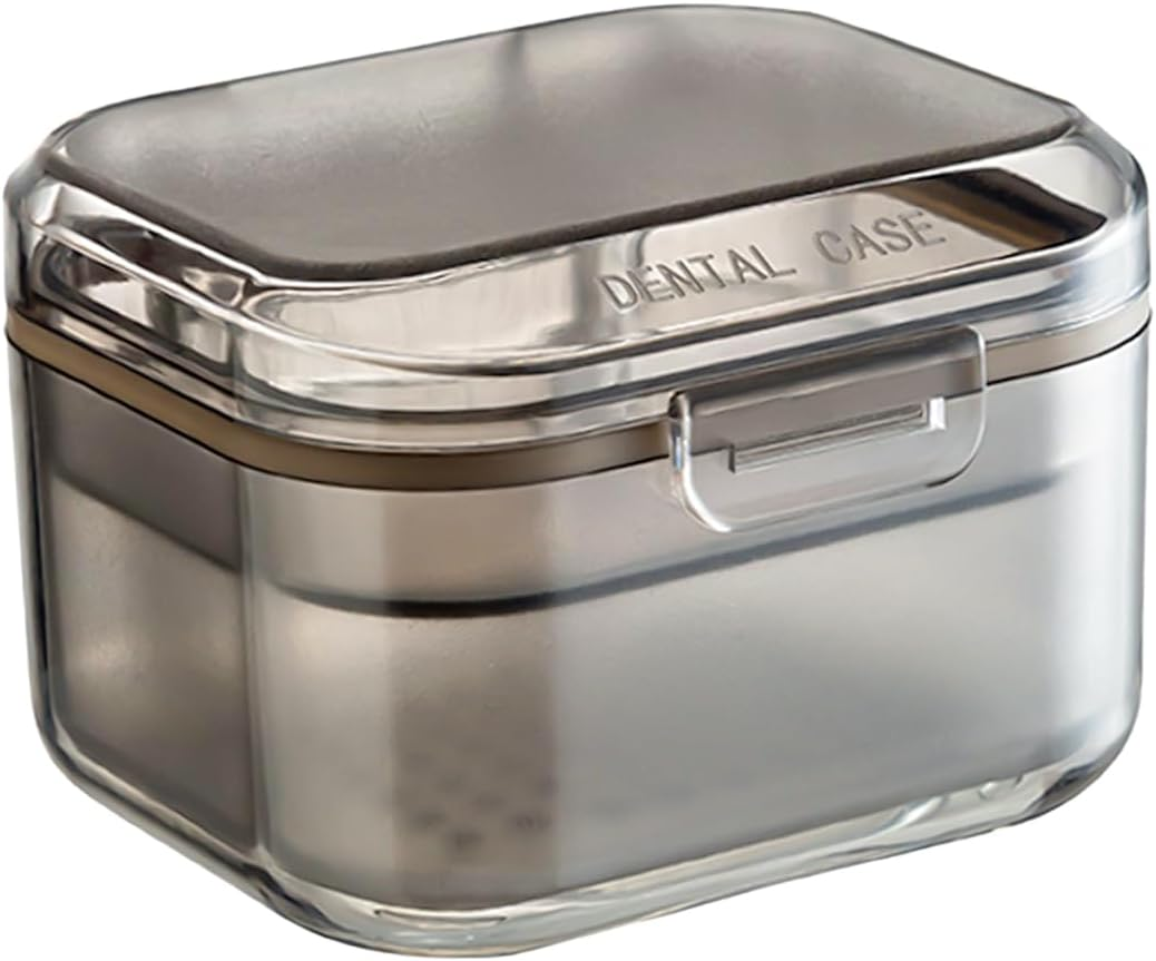 WALWAL Retainer Case, Three-Layer Denture Bath Box with Drain Tray, Travel-Friendly for Dentures & Orthodontics image number 2