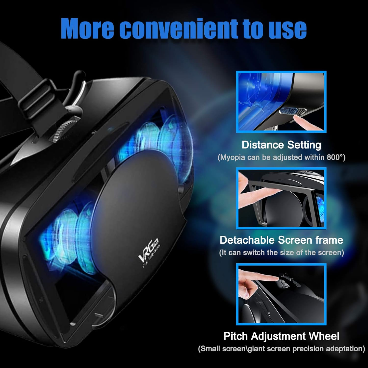 3D Virtual Reality Glasses,Vr Headset Full Screen Visual Wide-Angle Soft & Comfortable New 3D VR Glasses for 5-7In Smartphone and Iphone 11/Pro/X/Xs/Xr/Max,For Samsung S20/S10/Note10/9/Plus image number 1