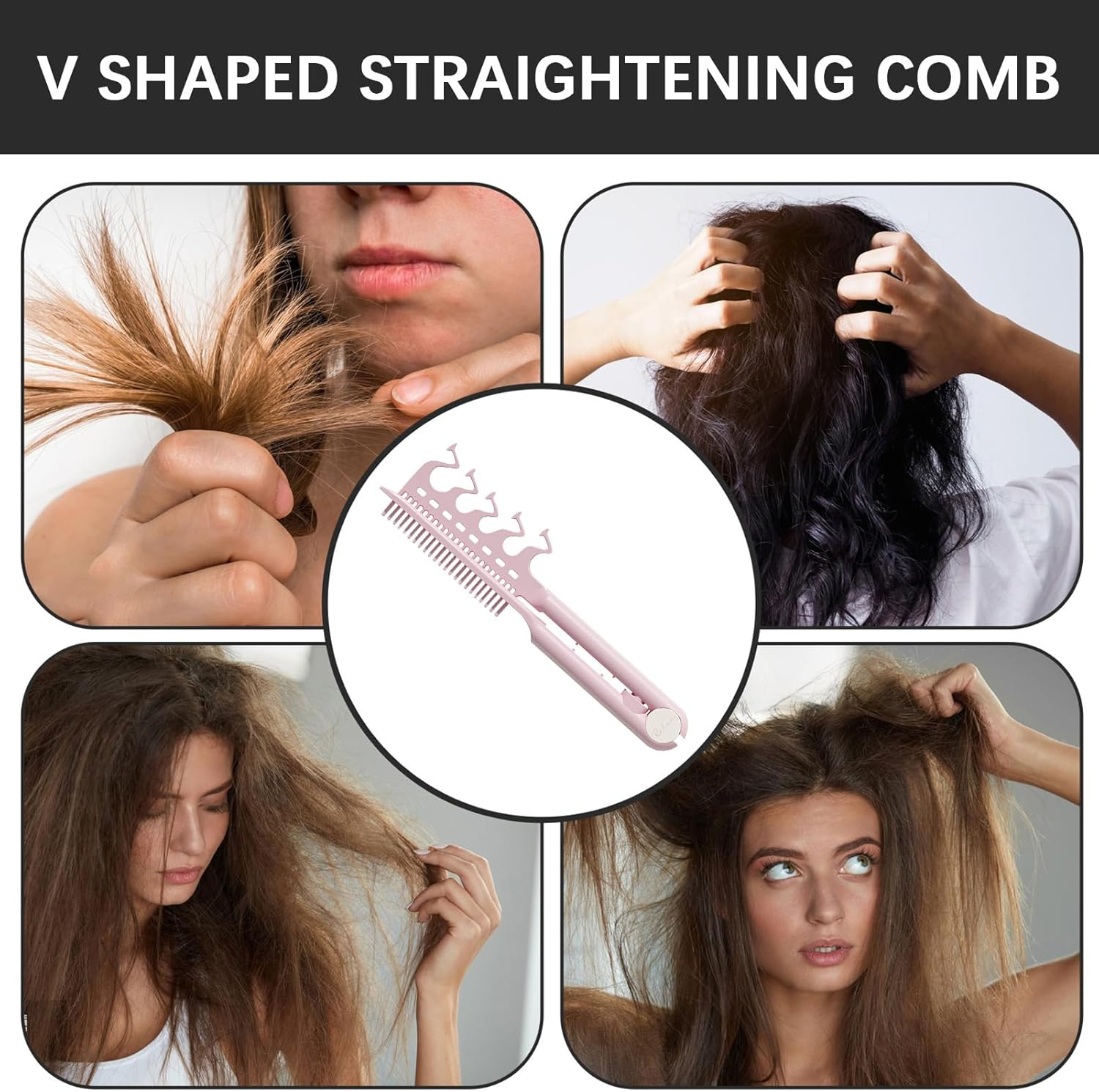Qkbuza Hair Comb for Straightening | Flat Straightening Comb - Hairdressing Tool Volumizing for Daily Grooming Travel Salon Home Family Girls Women Daughter image number 5