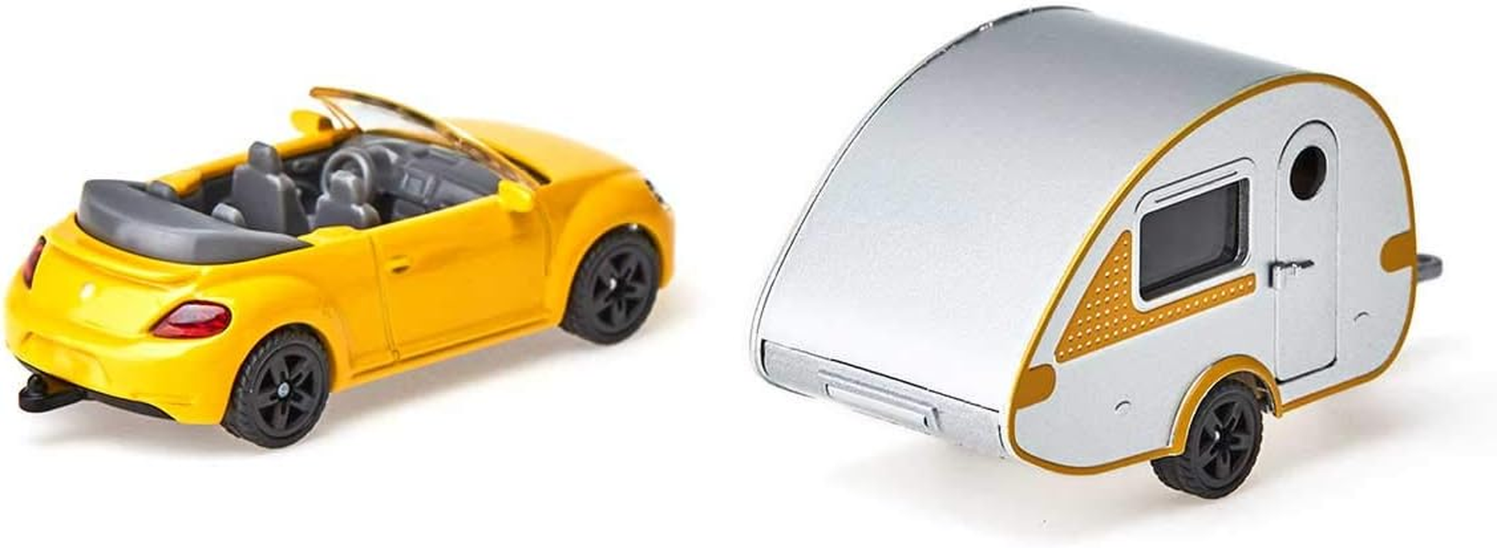 Siku 1629 Volkswagen VW Beetle Cabriolet with Caravan &ndash; 1:55 Scale Diecast Metal Model Car & Trailer, Premium Collectible Toy Vehicle image number 4