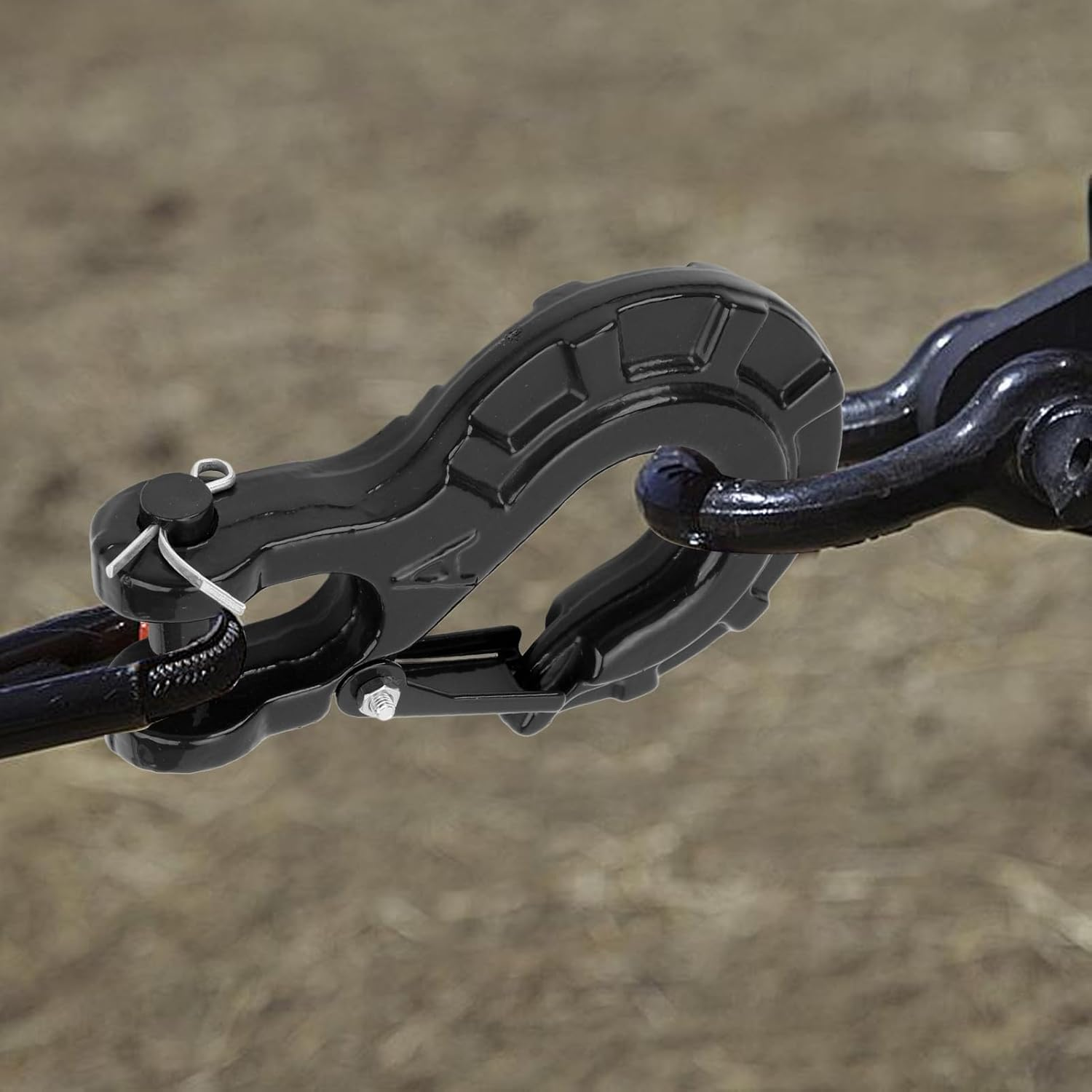 3/8 Inch Clevis Slip Hook with Safety Latch, Heavy Duty Forged G70 Steel Clevis Chain Hook, Versatile Secure Connection Clevis Grab Hook for Trailer Truck Transport, 33,069 Lbs - Black image number 5