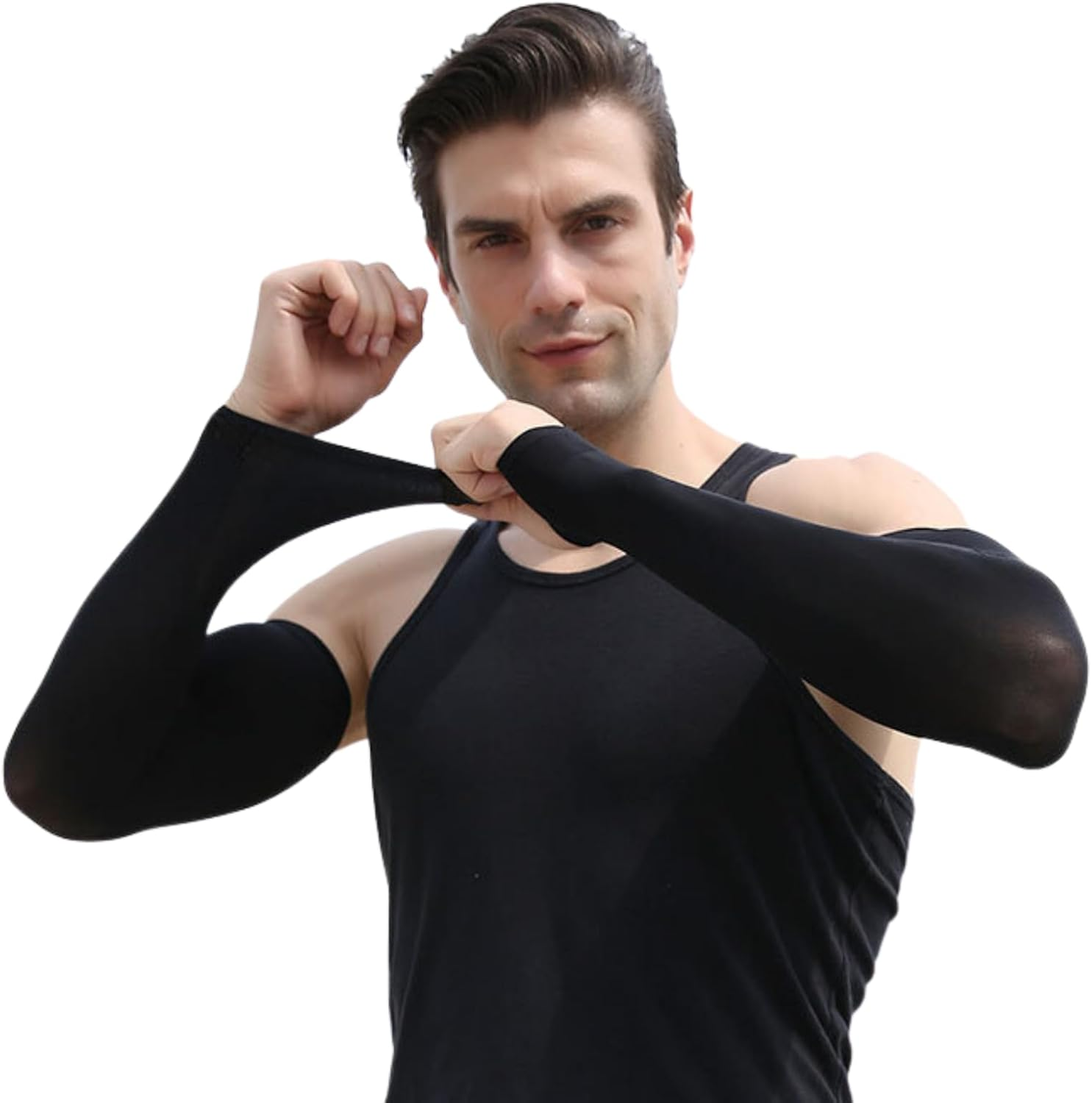 Men&rsquo;S Compression Arm Sleeves for Sun Protection UPF 50(2 Pairs), Cooling UV Protection Sleeves for Basketball, Golf, Cycling, Running, Driving, Volleyball, Fishing, Sports