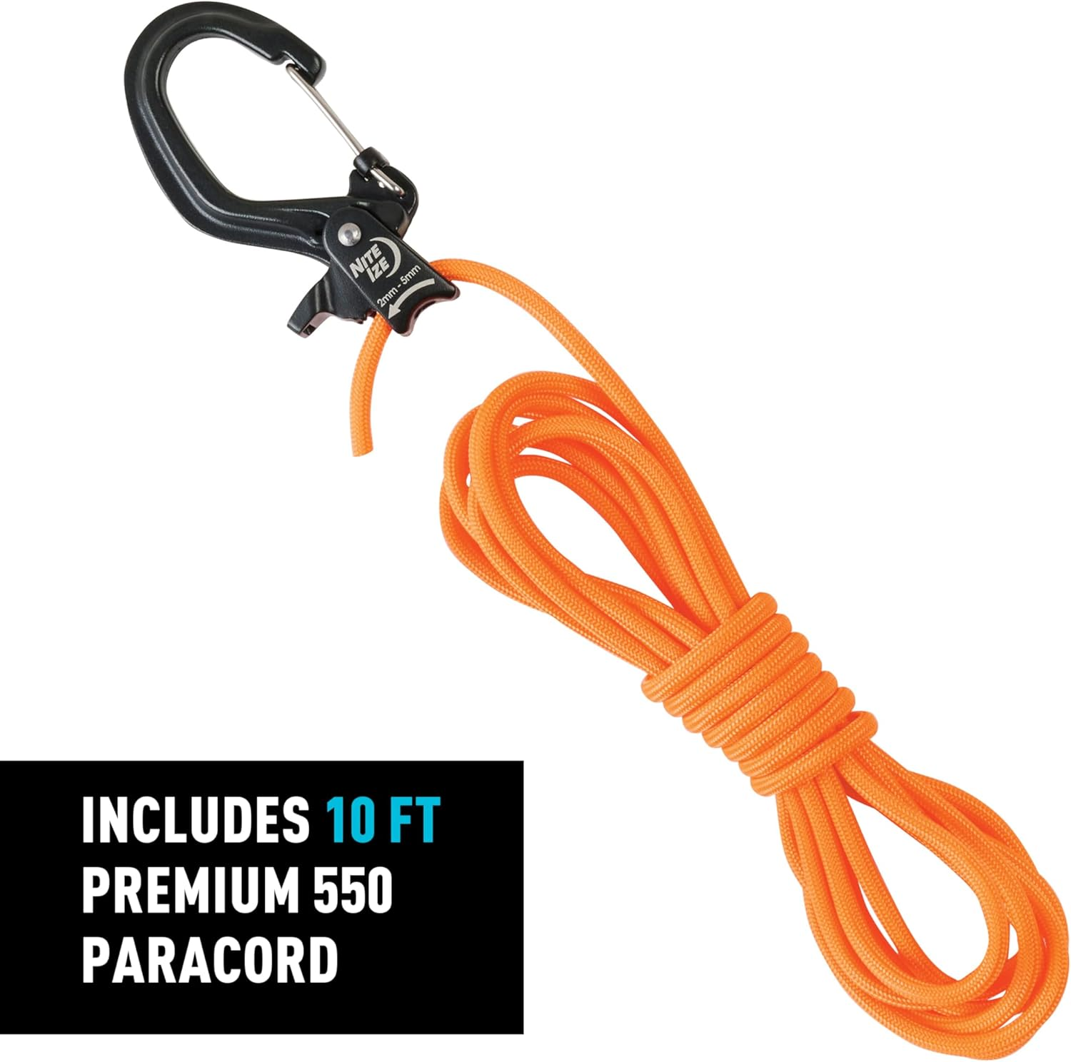Nite IZE Camjam Slidelock Cord Tensioner & 3M Paracord - with Pull Lock and Quick Release Lever - 100Lb Load Limit - Fits Cord Sizes 2-5Mm - Small image number 4