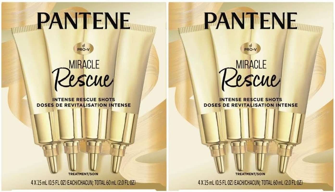 Pantene Hair Mask Miracle Rescue Shots, Intensive Repair Treatment for Damaged Hair, 4 Count 0.5 Oz Each, Twin Pack image number 4