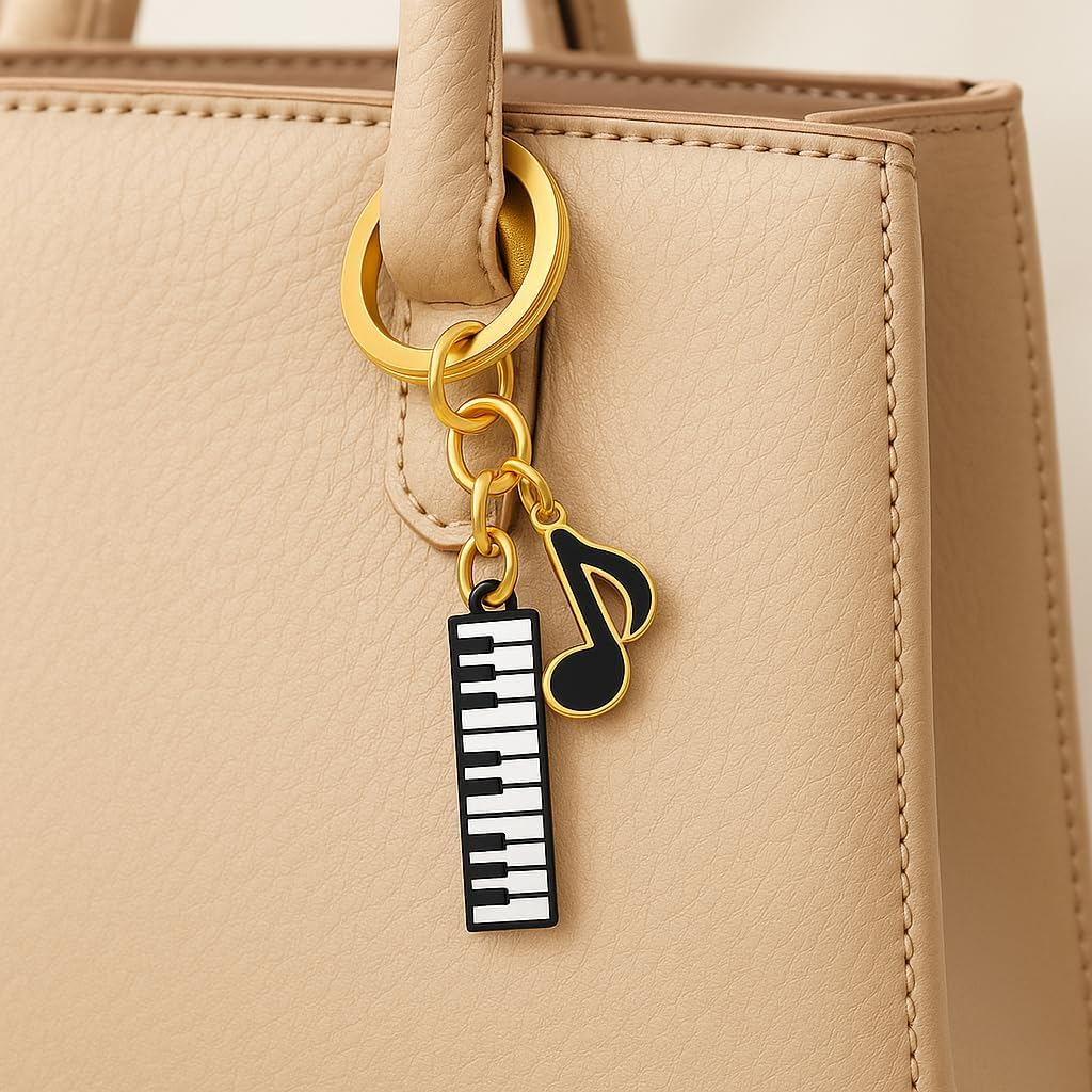 Music Keychain,Musicians Key Chains for Bag Charms,Cute Keychains Gift for Musician Girls - Microphone Note image number 2