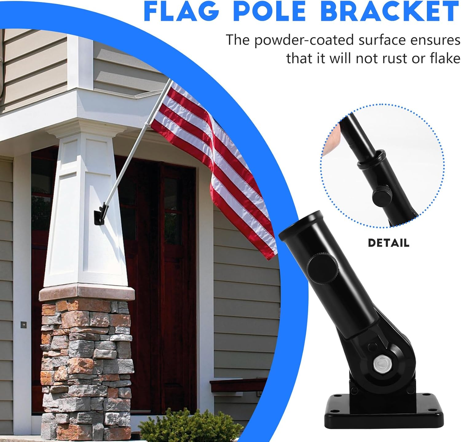 Metal Hitch Mount Flag Pole Mounting Bracket, Black image number 6