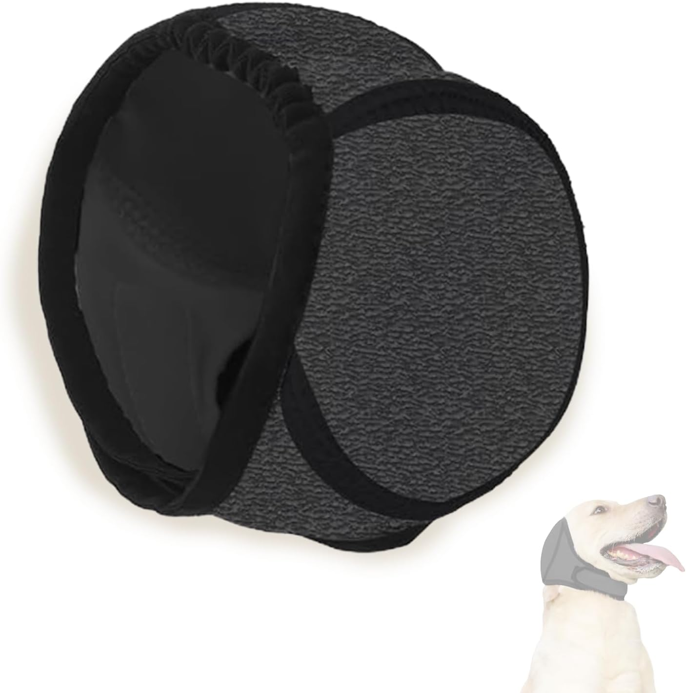 Hrenvaxil Dog Hoodie & Ear Muffs - Anxiety Relief, Water Resistant, for Firework, Grooming, Thunderstorms, Swimming, Bathing (Gray, L) image number 3