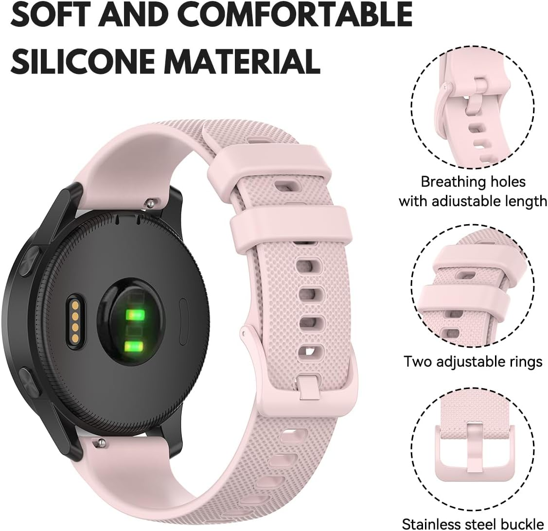 (2 Pack) T Tersely Band Compatible for Garmin Venu4 41Mm/Forerunner 265S/ Venu 3S/ Vivomove 3S/ Vivoactive 4S/ Forerunner 255S, 18Mm Silicone Sport Straps Quick Release for Garmin Venu 2S image number 5