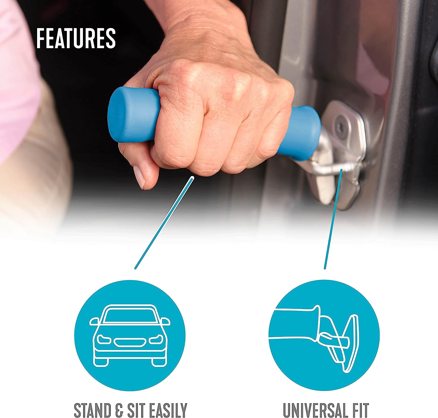 Able Life Auto Cane, Portable Vehicle Support Handle, Standing Mobility Aid, Car Assist Cane Grab Bar, Blue image number 3
