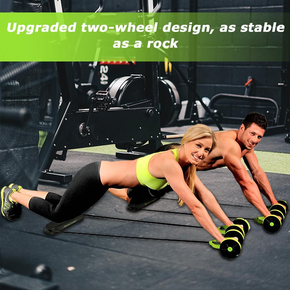Professional Ab Roller Wheel, Core Exercise Platen with Knee Pad, Core Workout Equipment, Adjustable Resistance & EVA Knee Mat for Home Workouts