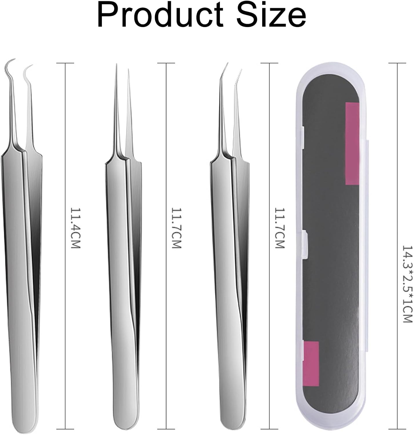 Luzcauwy Professional Facial Blackhead Remover Tweezers, Stainless Steel Acne Clip for Ingrown Hair Removal, Precision Blackhead Remover Tool and Pimple Popping Kit for Skin Care Use