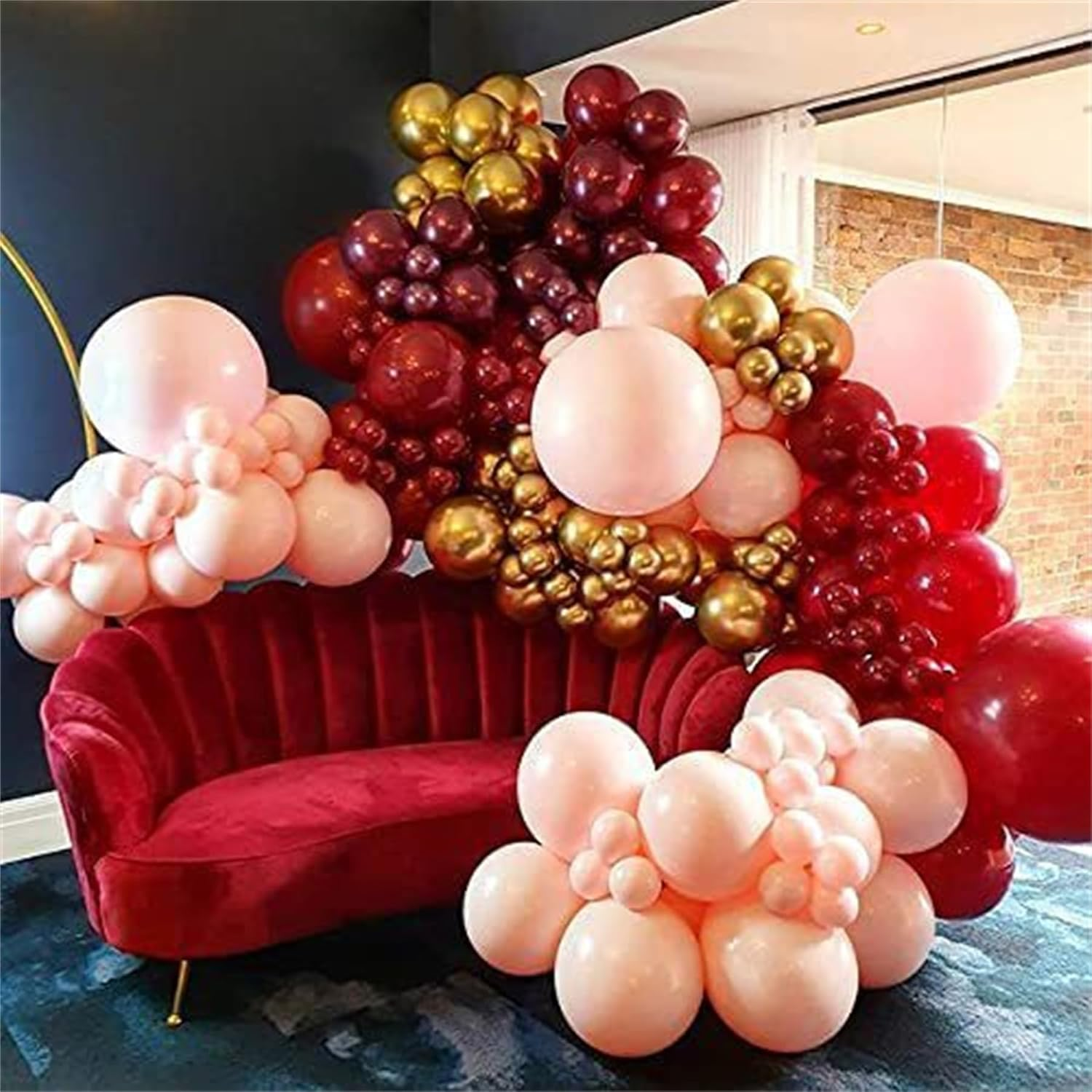 138 Pcs Burgundy Balloon Garland Kit: Burgundy, Nude & Gold Latex Balloons for Wedding, Valentine'S Day, Anniversary & More image number 4