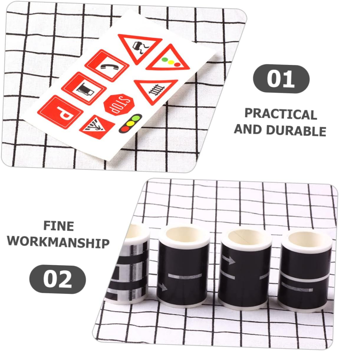 KOMBIUDA Adhesive Traffic Tapes Removable Road Stickers DIY Toy Railway Stickers Boys and Girls Decorative Traffic Sign for Playing image number 4