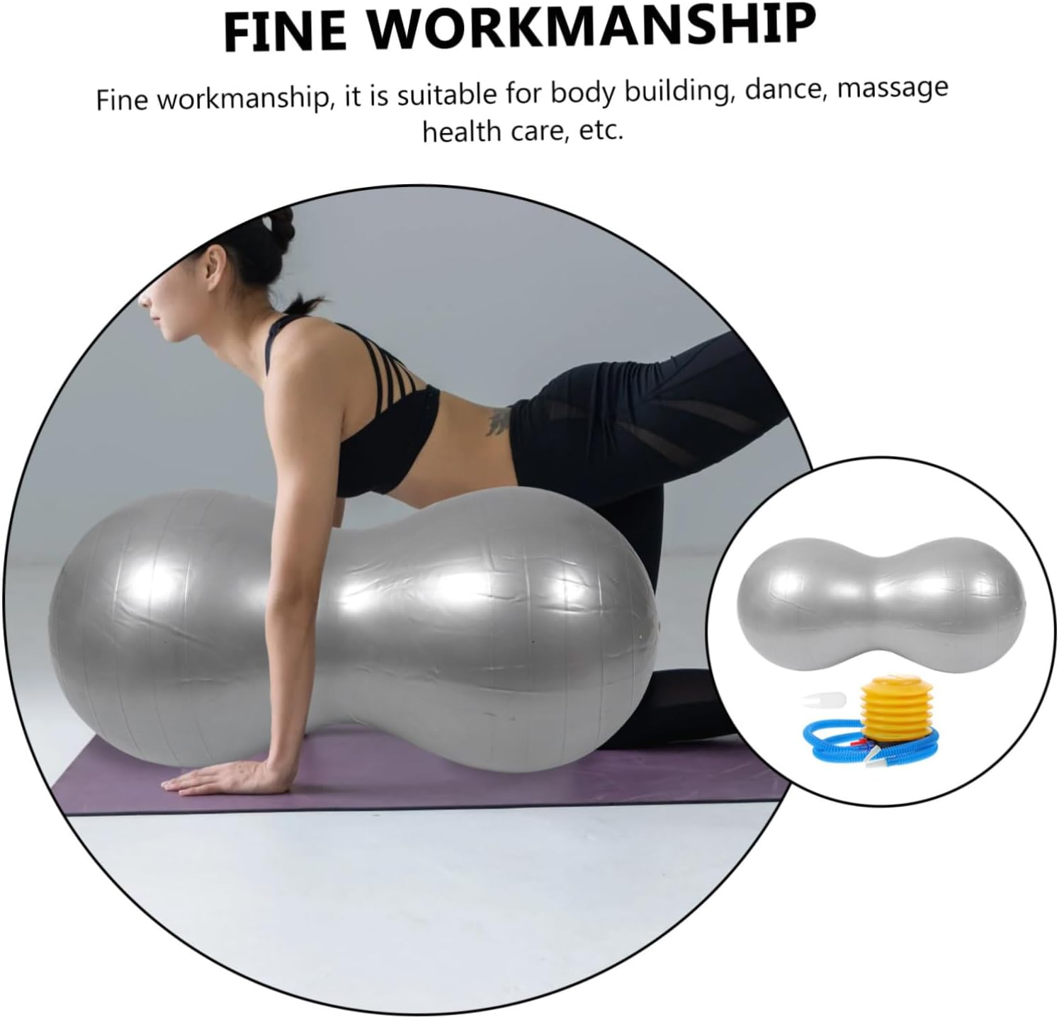 Ifundom Inflatable Peanut Yoga Ball Thickened Anti-Burst PVC Exercise Ball for Fitness Therapy Balance Stability Trainer Home Gym Workout with Inflator Pump image number 5