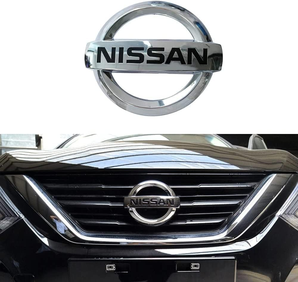 Car Front Grille Emblem Compatible with Nissan 2013-2018 Altima Murano Rogue Maxima Auto Vehicle Chrome ABS Plastic Head Grill Badge Sticker (OEM 62890 1JA0A) image number 4