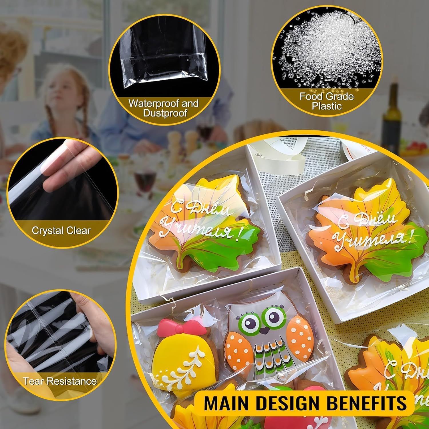 Limcryspp 200 Pcs Clear Self Sealing Cellophane Bags 5X7 Inches Resealable Plastic Poly Bags Cookie Bags for Packaging Treats Gifts Candy Bread Etc (20 X30) image number 5