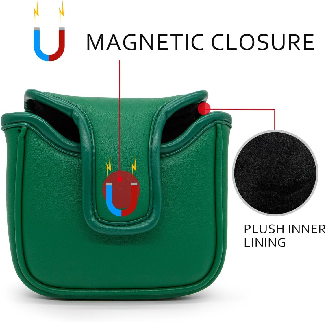 Montela Golf Putter Covers Mallet Putter Headcover Blade Putter Covers Golf Club Covers Leather Putter Head Covers Golf Headcover with Magnetic for Scotty Cameron Taylormade Callaway Titleist Odyssey image number 6