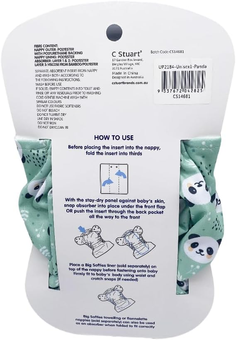 Big Softies Reusable Nappy with Insert Absorber-Panda