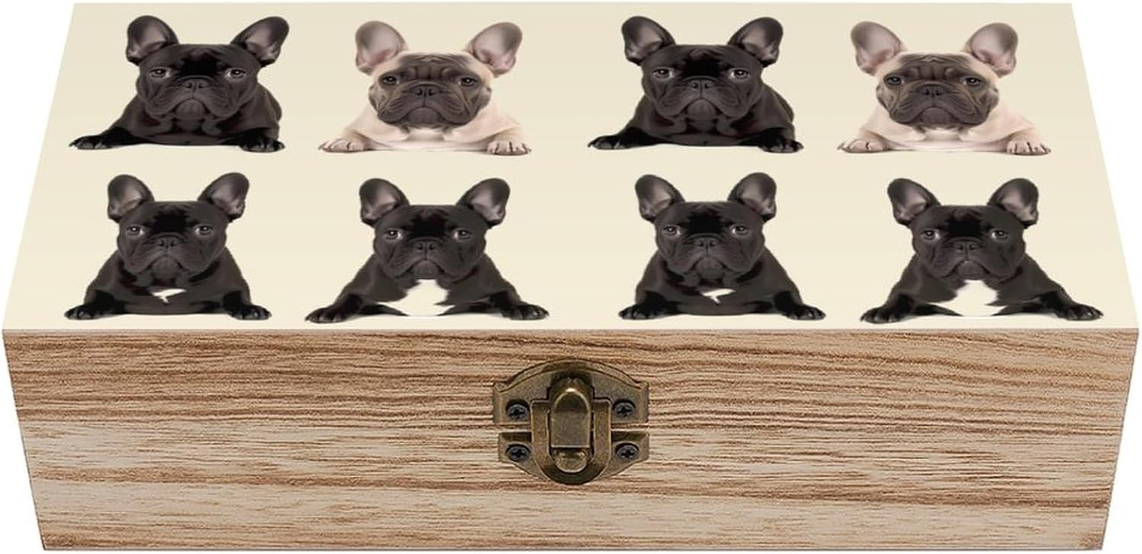 French Bulldog Wooden Box Wood Wedding Keepsake Boxes with Lids Small Decorative Boxes Lightweight Wooden Memory Storage Box for Crafts Keepsakes Jewelry Photo Letter Storage image number 5