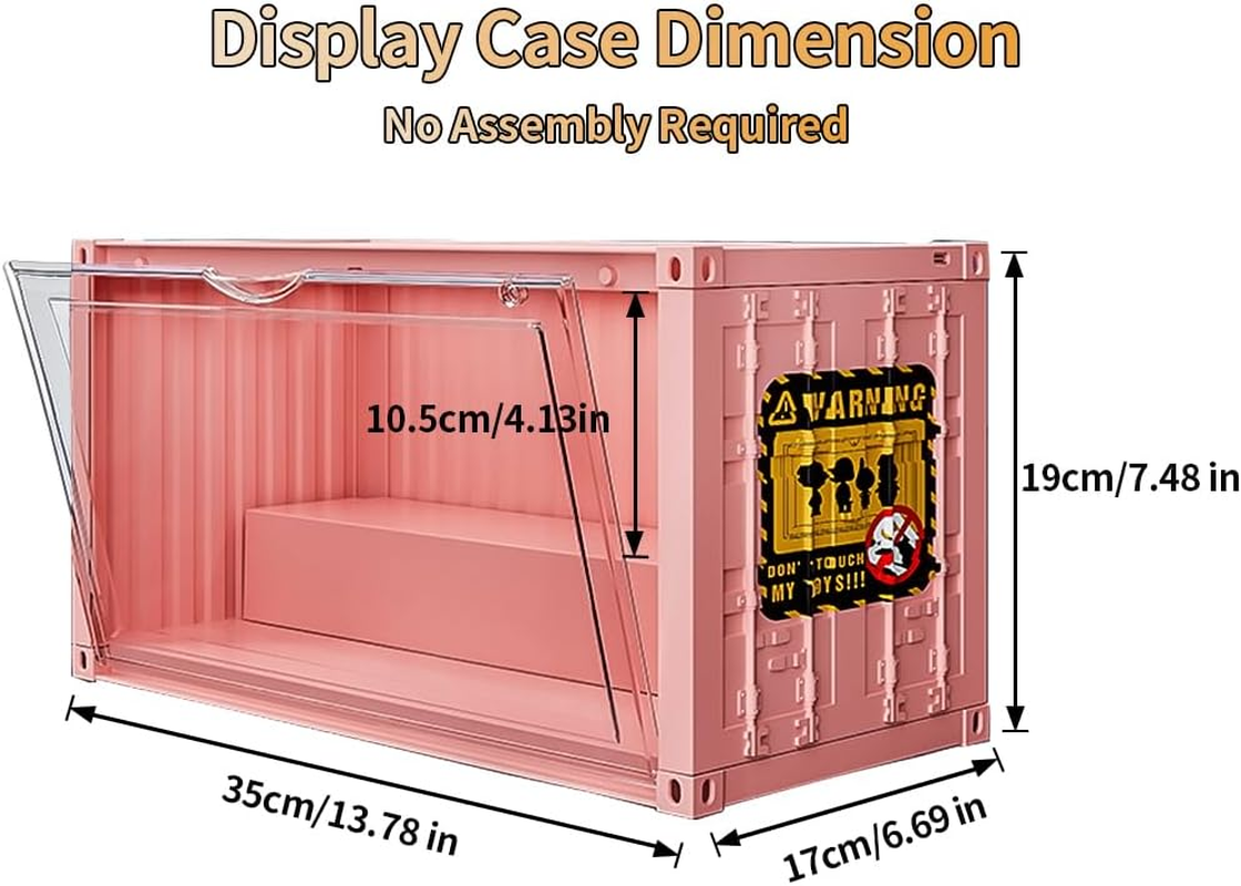 Clear Acrylic Display Case with Light,Container Dustproof Protection Display Box for Collectible Pop Figures and Toys,Toys Not Included,13.8 in X 7.5 in X 6.7 in (Pink) image number 6