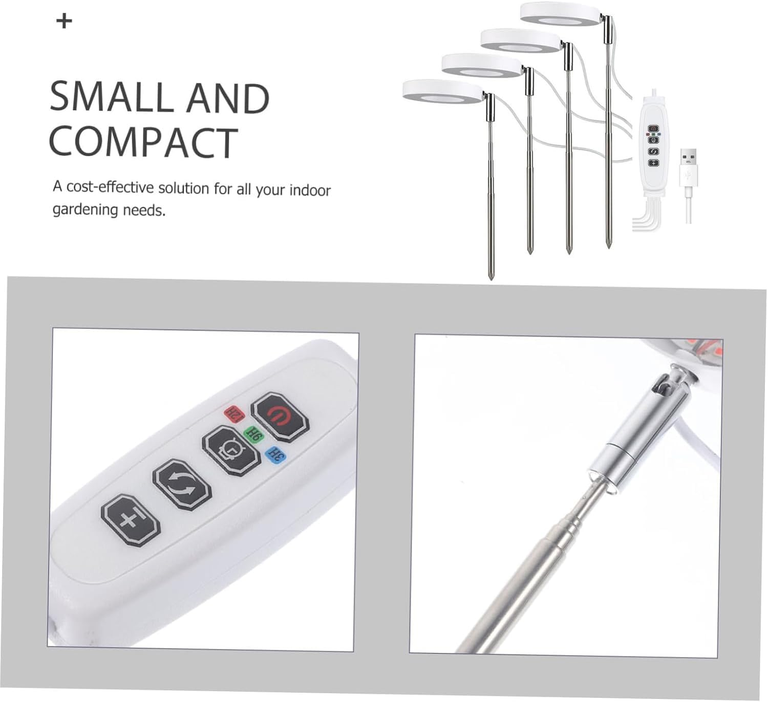 Vervex 4 Head Grow Light for Indoor Plants, 7.9" Full Spectrum LED Plant Grow Light, Height Adjustable Growing Lamp with Auto Timer 3H/9H/12H, 10 Dimmable Levels, Ideal for Indoor Large Tall Plants image number 2