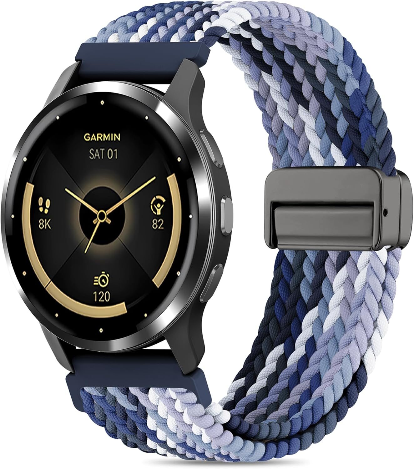 18Mm Magnetic Braided Watch Band Compatible with Garmin Venu 3S/Venu 2S/Vivoactive 4S/Vivomove 3S/Venu 4 41Mm/Forerunner 265S/Forerunner 255S,Quick Release Nylon Soft Sport Stretchy Strap