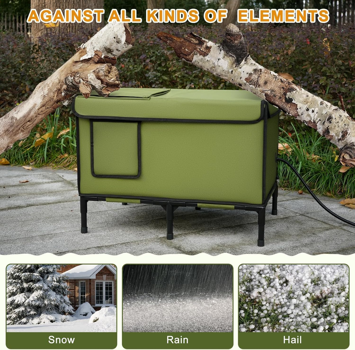 Indestructible Heated Cat House for Outside, 100% Weatherproof, Highly Insulated, Safe Escape Door, Outdoor Cat Shelter with Heater for Feral Stray Barn Cat Kitty image number 4