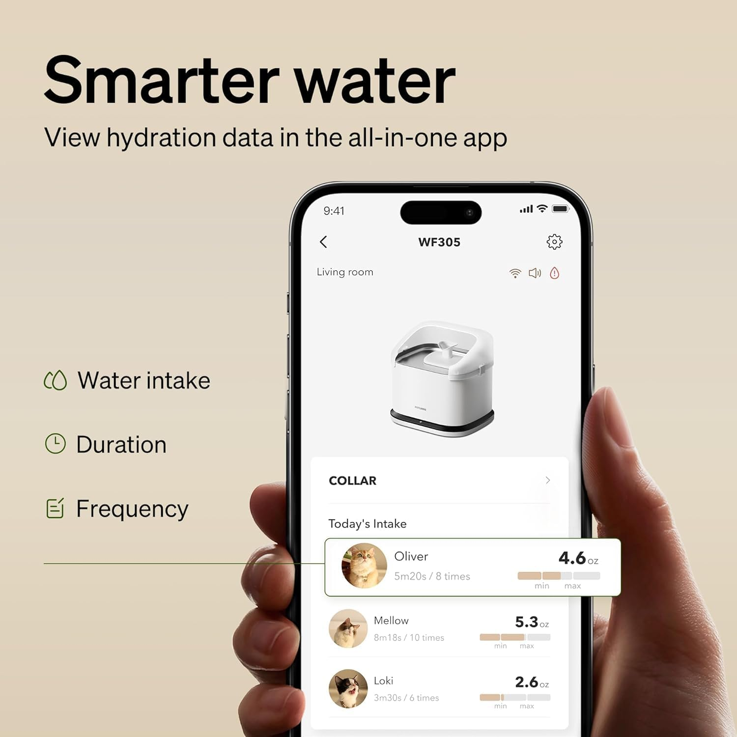 PETLIBRO Cats Water Fountain for Multi Cats, Cat Fountain with RFID Recognition Each Pet, 3L/101Oz Pump-Free Cat Water Fountain Stainless Steel Tray, 2.4G Wi-Fi APP Pet Water Fountain X2 Collar Tags image number 6