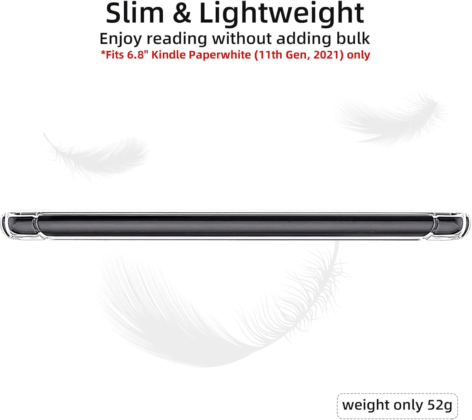 WALNEW Clear Case Cover for 6.8 Inch Kindle Paperwhite 11Th Gen 2021 - Slim Soft TPU Silicone Cover for Kindle Paperwhite Signature Edition 2021 with Lightweight, Shockproof, Transparent image number 3