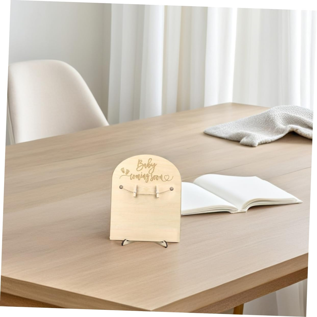 SEWOART 2Sets Wooden Milestone Cards Stand Clips Newborn Shower Milestone Markers for Nursery Wall Decor image number 6